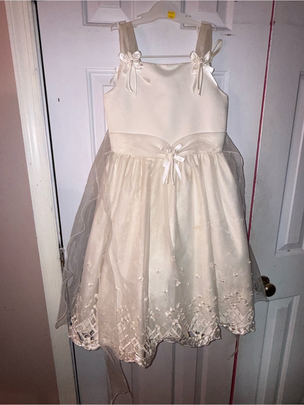 Ivory Flower Girl Dress with Ribbon Bow